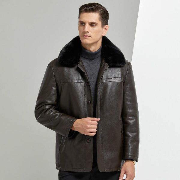 men's fur & faux middle age men winter removable cotton liner collar pu leather coat outerwear male casual jacket overcoat, Black
men's fur & faux middle age men winter removable cotton liner collar pu leather coat outerwear male casual jacket overcoat, Black