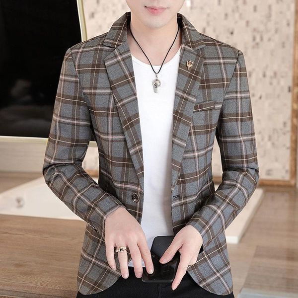 men's suits & blazers 2021 spring and autumn fashion small suit plaid jacket slim single west top, White;black
men's suits & blazers 2021 spring and autumn fashion small suit plaid jacket slim single west top, White;black