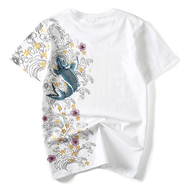 summer tide brand carp ethnic embroidery personality loose large short-sleeved t shirt men's cotton, White
summer tide brand carp ethnic embroidery personality loose large short-sleeved t shirt men's cotton, White