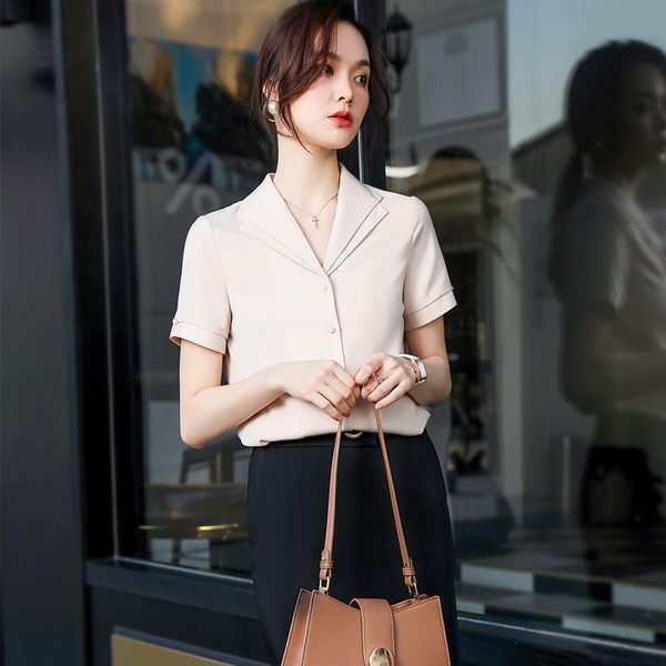 women's blouses & shirts fashion women apricot short sleeve ladies office work wear summer clothes, White
women's blouses & shirts fashion women apricot short sleeve ladies office work wear summer clothes, White