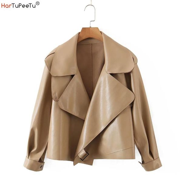 women's leather & faux womens brown jacket loose short coat spring autumn elegant turn down collar fall pu outwear, Black
women's leather & faux womens brown jacket loose short coat spring autumn elegant turn down collar fall pu outwear, Black