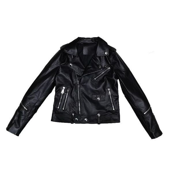 women's leather & faux genuine jacket women natural real sheepskin ladies coat autumn winter motorcycle punk casual outerwear female pl, Black
women's leather & faux genuine jacket women natural real sheepskin ladies coat autumn winter motorcycle punk casual outerwear female pl, Black