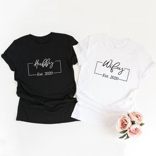 women's t-shirt hubby wifey est 2021 shirts husband and wife t summer fashion honeymoon shirt wedding pre-wedding gift, White
women's t-shirt hubby wifey est 2021 shirts husband and wife t summer fashion honeymoon shirt wedding pre-wedding gift, White