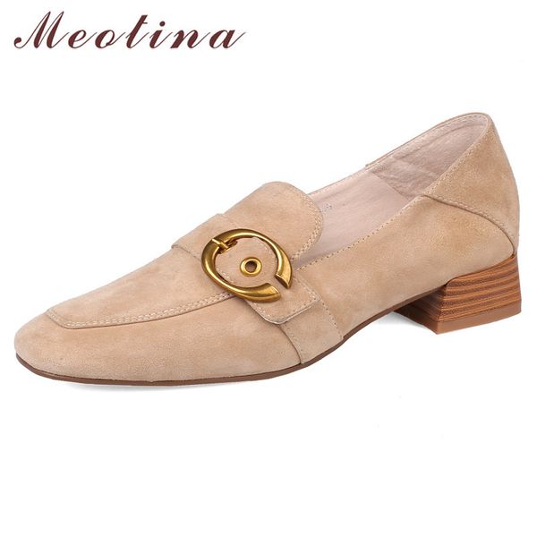 meotina women shoes kid suede block heels pumps buckle square toe casual shoes ladies mid heel footwear spring apricot 210520, Black
meotina women shoes kid suede block heels pumps buckle square toe casual shoes ladies mid heel footwear spring apricot 210520, Black
