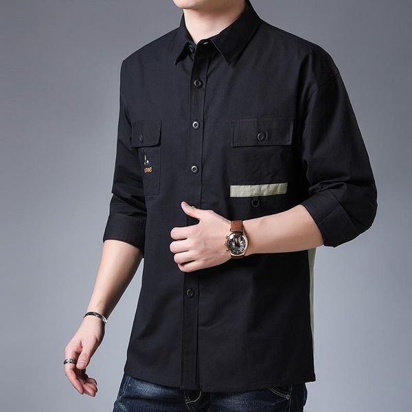 men's casual shirts 2021 spring and summer shirt long sleeve korean jacket pure cotton tooling trend inch, White;black
men's casual shirts 2021 spring and summer shirt long sleeve korean jacket pure cotton tooling trend inch, White;black