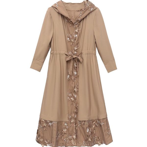 women's trench coats spring autumn long trendy middle lady hooded ol plus size female windbreaker embroidery outerwear belt, Tan;black
women's trench coats spring autumn long trendy middle lady hooded ol plus size female windbreaker embroidery outerwear belt, Tan;black