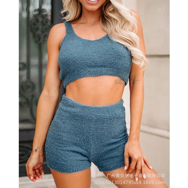 women's tracksuits mandylandy velvet knitted shorts set tracksuit lady sport crop vest shirt + elastic waist 2 piece outfits, Gray
women's tracksuits mandylandy velvet knitted shorts set tracksuit lady sport crop vest shirt + elastic waist 2 piece outfits, Gray
