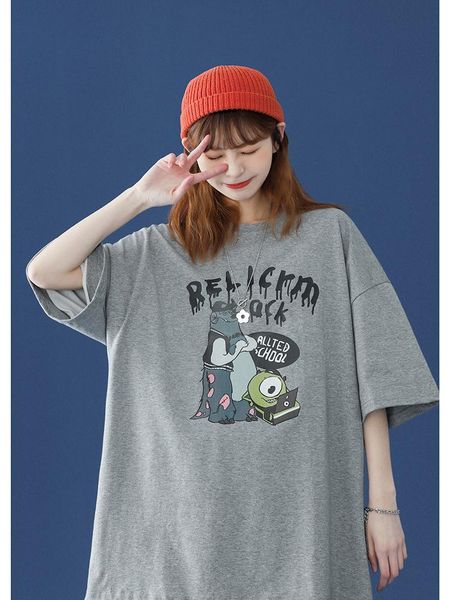 women's t-shirt henchiry summer casual short sleeve pure cotton women loose half fashion o-neck dress couple versatile, White
women's t-shirt henchiry summer casual short sleeve pure cotton women loose half fashion o-neck dress couple versatile, White