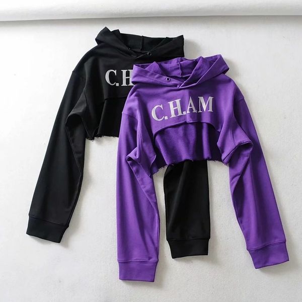 e girl ladies stylish cute letter printed long sleeve cut out front purple loose cropped hoodie, White
e girl ladies stylish cute letter printed long sleeve cut out front purple loose cropped hoodie, White