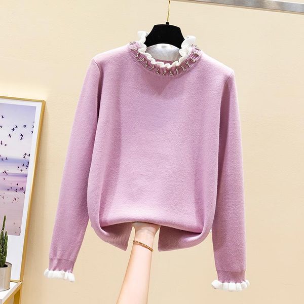 women's sweaters 2021 spring and autumn long sleeve pullover with ear collar sweater for women, White;black
women's sweaters 2021 spring and autumn long sleeve pullover with ear collar sweater for women, White;black