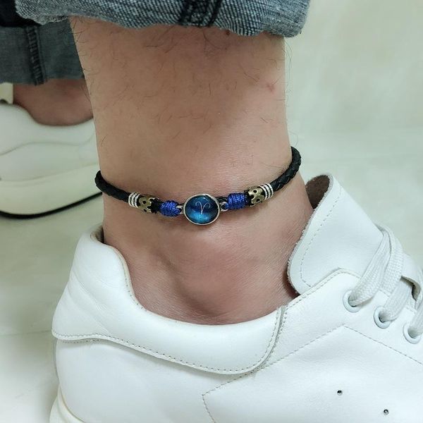 anklets 12 zodiac leather anklet for men constellation sign black adjustable leg bracelet punk cool vintage boys, Red;blue
anklets 12 zodiac leather anklet for men constellation sign black adjustable leg bracelet punk cool vintage boys, Red;blue