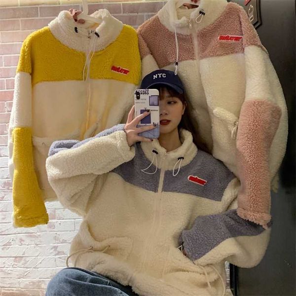 women hoodies thick fleece hoodies zip-up patchwork cute autumn winter girls loose coat 211019, Black
women hoodies thick fleece hoodies zip-up patchwork cute autumn winter girls loose coat 211019, Black