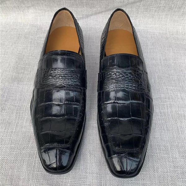 dress shoes authentic crocodile belly skin pointed toe men's business genuine alligator leather male slip-on for suits, Black
dress shoes authentic crocodile belly skin pointed toe men's business genuine alligator leather male slip-on for suits, Black