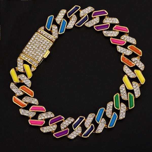 link, chain 8inch iced out bracelet bling cz multicolor color for male women cuban link bracelets rainbow bangles, Black
link, chain 8inch iced out bracelet bling cz multicolor color for male women cuban link bracelets rainbow bangles, Black