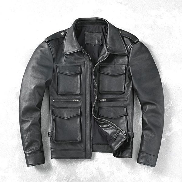 men's leather & faux classical cowhide motorcycle jackets men jacket 100% natural cow skin thick motor winter factory, Black
men's leather & faux classical cowhide motorcycle jackets men jacket 100% natural cow skin thick motor winter factory, Black
