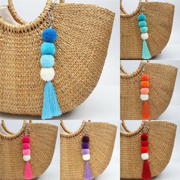1pc women cute pom pom keychain bag charms with tassel purse charms boho keyring neon pink mint lanyards, Silver
1pc women cute pom pom keychain bag charms with tassel purse charms boho keyring neon pink mint lanyards, Silver