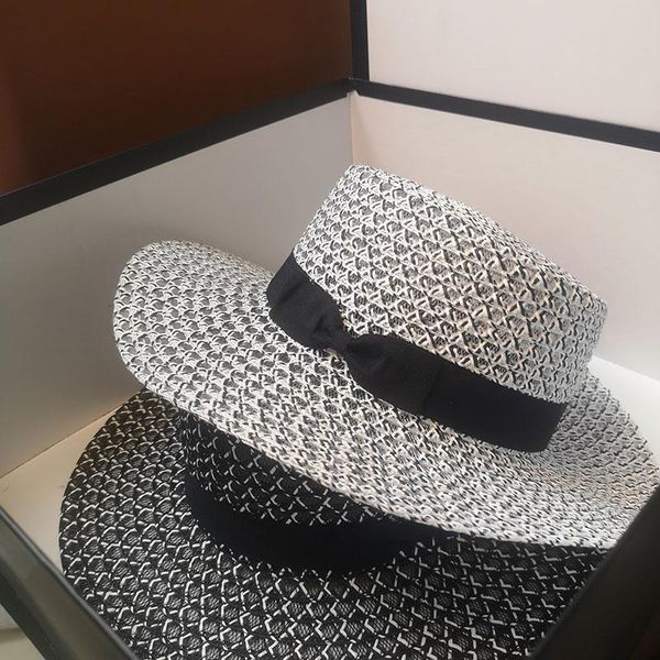 summer women's boater beach hat female casual panama lady classic flat bowknot straw sun black white wide brim hats, Blue;gray
summer women's boater beach hat female casual panama lady classic flat bowknot straw sun black white wide brim hats, Blue;gray