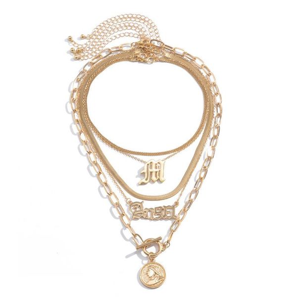 multi-layers letter snake chain necklace for women handmade chunky link head portrait coin pendant chokers necklaces, Silver
multi-layers letter snake chain necklace for women handmade chunky link head portrait coin pendant chokers necklaces, Silver