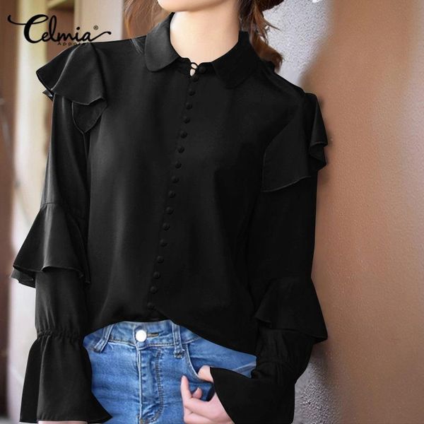 women's blouses & shirts 2021 plus size women long flare sleeve ruffles celmia ladies lapel buttons tunic casual loose shirt elegant b, White
women's blouses & shirts 2021 plus size women long flare sleeve ruffles celmia ladies lapel buttons tunic casual loose shirt elegant b, White