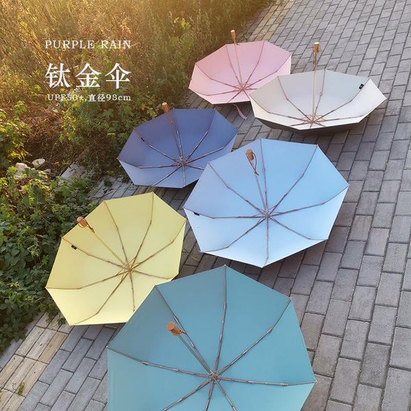 umbrellas sunscreen anti-ultraviolet parasol candy color gift umbrella tri-fold folding golden aluminum alloy windproof
umbrellas sunscreen anti-ultraviolet parasol candy color gift umbrella tri-fold folding golden aluminum alloy windproof
