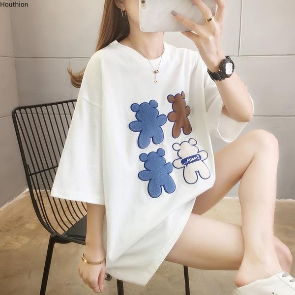 women's t-shirt houthion summer letters printed o-neck cotton the comfortable loose fashion casual short sleeve, White
women's t-shirt houthion summer letters printed o-neck cotton the comfortable loose fashion casual short sleeve, White