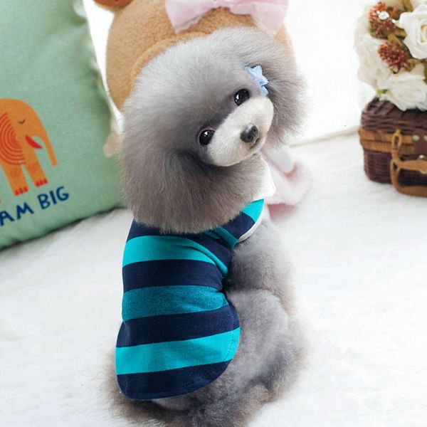 dog apparel summer pet t-shirt cotton dog clothing teddy striped protective
