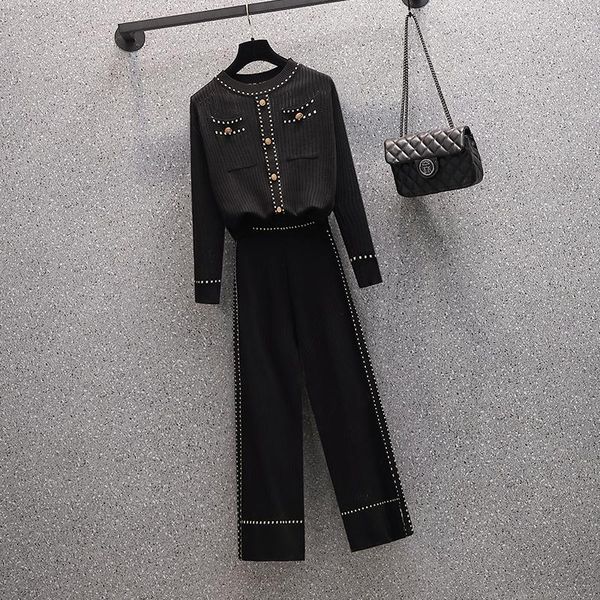 women's two piece pants o-neck button patchwork autumn short knitwear pullovers and stripe wide leg women vintage elegant knitted peice, White
women's two piece pants o-neck button patchwork autumn short knitwear pullovers and stripe wide leg women vintage elegant knitted peice, White