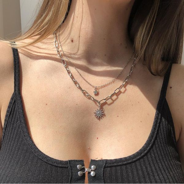 chains necklace for women multilayer pendants crystal stars sun fashion jewelry accessories, Silver
chains necklace for women multilayer pendants crystal stars sun fashion jewelry accessories, Silver