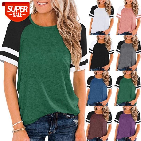 women's casual loose t-shirt color stripe short sleeve round neck wild daily fitness streetwear shirt comfort clothes #b183, White
women's casual loose t-shirt color stripe short sleeve round neck wild daily fitness streetwear shirt comfort clothes #b183, White