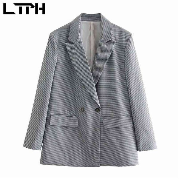 ltph american vintage houndstooth plaid blazers women loose jackets long sleeve double breasted lady suit coat spring 210423, White;black
ltph american vintage houndstooth plaid blazers women loose jackets long sleeve double breasted lady suit coat spring 210423, White;black