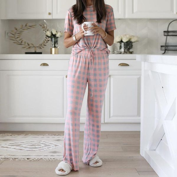 spot european and american women's printed two piece pajama suit home wear om9246 t-shirt, White