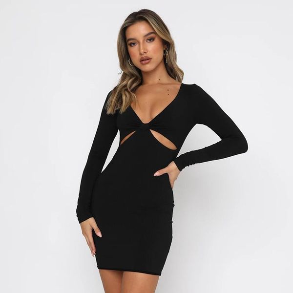 casual dresses autumn 2021 women wild contrast hollow out dress mujer ribbed long sleeve v-neck cutout slim bodycon streetwear, Black;gray
casual dresses autumn 2021 women wild contrast hollow out dress mujer ribbed long sleeve v-neck cutout slim bodycon streetwear, Black;gray