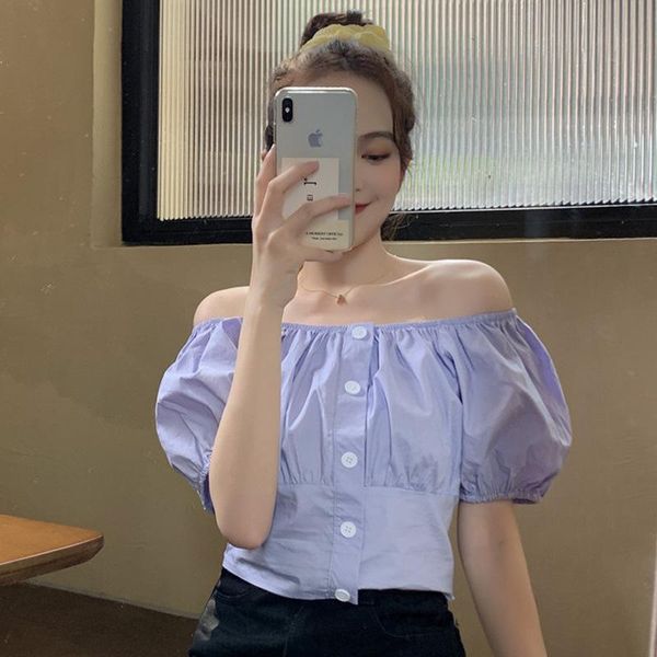 women's blouses & shirts korean style one word collar ruffle crop women shirt office lady white loose slim cotton bubble sleeve off sho
women's blouses & shirts korean style one word collar ruffle crop women shirt office lady white loose slim cotton bubble sleeve off sho