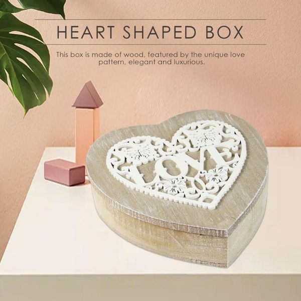 cosmetic bags & cases jewelry box retro heart shaped wooden earrings ring storage boxes travel case portable