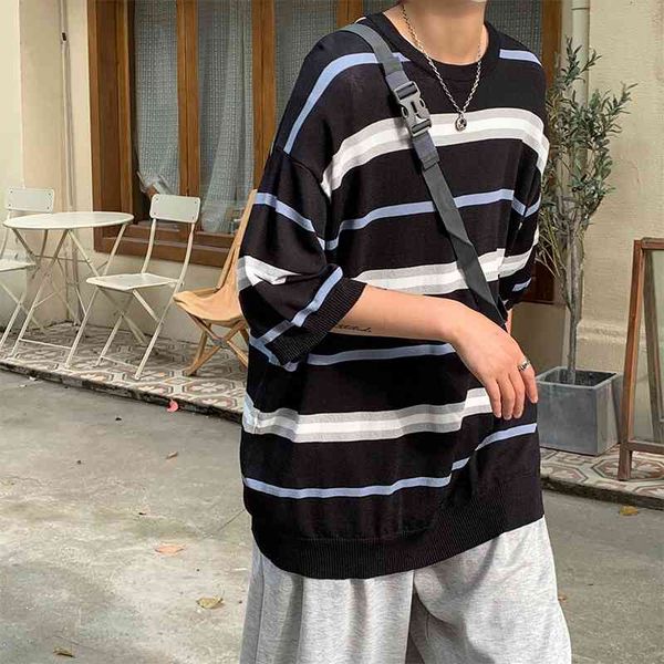 men's t-shirts summer o-neck striped t-shirt korean fashion loose casual harajuku streetwear knitted short-sleeved tap2, White;black
men's t-shirts summer o-neck striped t-shirt korean fashion loose casual harajuku streetwear knitted short-sleeved tap2, White;black