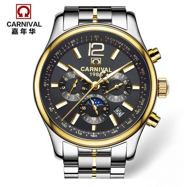 latest karneval mechanische uhr wasserdicht saphir luminous fashion casual voller stahl berühmte marke männer uhren mond ph wristwatches, Slivery;brown
latest karneval mechanische uhr wasserdicht saphir luminous fashion casual voller stahl berühmte marke männer uhren mond ph wristwatches, Slivery;brown