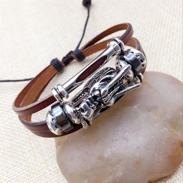 link, chain men's bracelet rope braided dragon head cowhide fashion punk ethnic style jewelry wholesale, Black
link, chain men's bracelet rope braided dragon head cowhide fashion punk ethnic style jewelry wholesale, Black