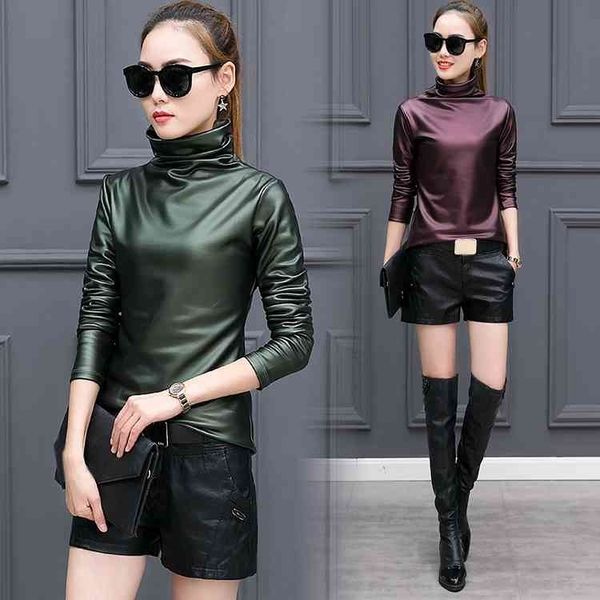 european punk plus size women blouse autumn turtleneck long sleeve shirt ladies velvet stretch camisas pu leather blouses, White
european punk plus size women blouse autumn turtleneck long sleeve shirt ladies velvet stretch camisas pu leather blouses, White
