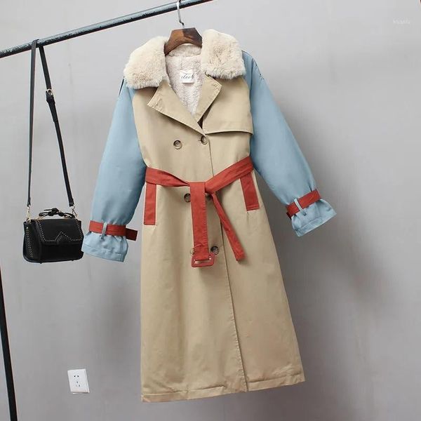 women's trench coats plus size women 2021 autumn winter mid-length padded jacket loose waist velvet windbreaker female trend c1, Tan;black
women's trench coats plus size women 2021 autumn winter mid-length padded jacket loose waist velvet windbreaker female trend c1, Tan;black