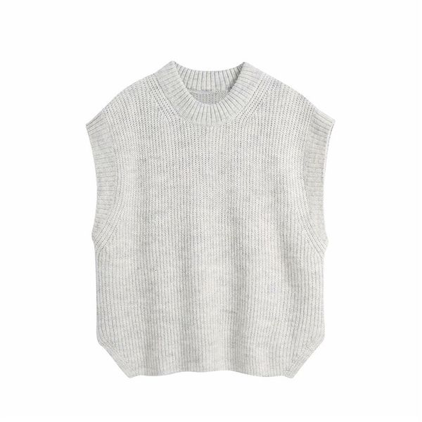 women's knits & tees autumn elegant lady sleeveless za knitted gray pullover vest women sprint casual o-neck woolen sweaters girls, White
women's knits & tees autumn elegant lady sleeveless za knitted gray pullover vest women sprint casual o-neck woolen sweaters girls, White