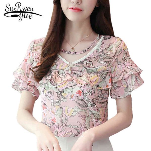 women blouse and short sleeve chiffon womens s floral v-neck flare sleeve plus size lady 3436 50 210521, White
women blouse and short sleeve chiffon womens s floral v-neck flare sleeve plus size lady 3436 50 210521, White