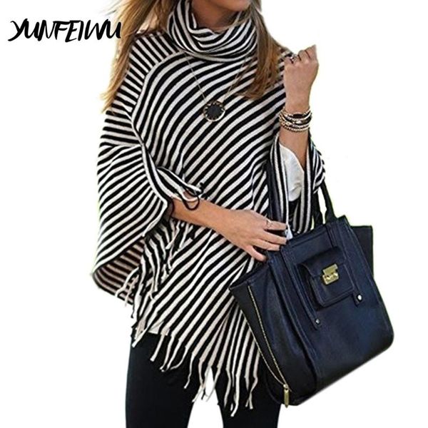 women's sweaters fashion tassel high collar cape sweater shawl women loose turtleneck poncho coat large clothes, White;black
women's sweaters fashion tassel high collar cape sweater shawl women loose turtleneck poncho coat large clothes, White;black
