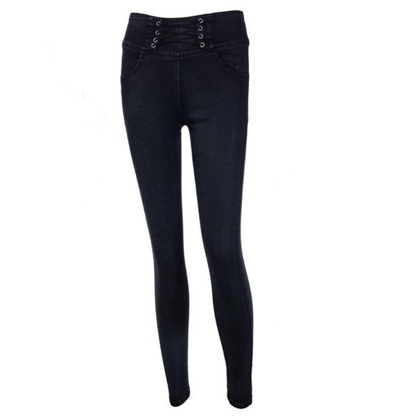 women high waist skinny jeans cross bandage back zipper slim denim pants women's, Blue
women high waist skinny jeans cross bandage back zipper slim denim pants women's, Blue