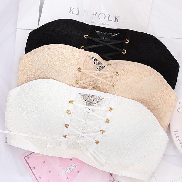 fashion women solid color bra lace no steel ring invisible strapless underwear without cycling caps & masks, Black
fashion women solid color bra lace no steel ring invisible strapless underwear without cycling caps & masks, Black