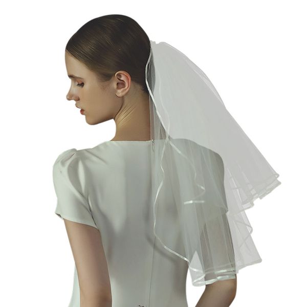 v726 exquisite elbow length wedding bride veil two-layer plain tulle graceful ribbon edge white marriage party bridal headdress, Black
v726 exquisite elbow length wedding bride veil two-layer plain tulle graceful ribbon edge white marriage party bridal headdress, Black