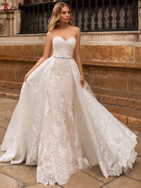 other wedding dresses elegant 2 in 1 strapless embroidery appliques tulle mermaid dress 2021 sleeveless detachable train bridal gown, White
other wedding dresses elegant 2 in 1 strapless embroidery appliques tulle mermaid dress 2021 sleeveless detachable train bridal gown, White