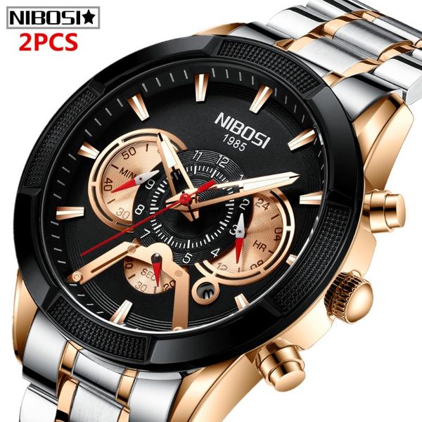 wristwatches nibosi 2021 2pcs fashion men watches with stainless steel sports chronograph quartz watch relogio masculino, Slivery;brown
wristwatches nibosi 2021 2pcs fashion men watches with stainless steel sports chronograph quartz watch relogio masculino, Slivery;brown