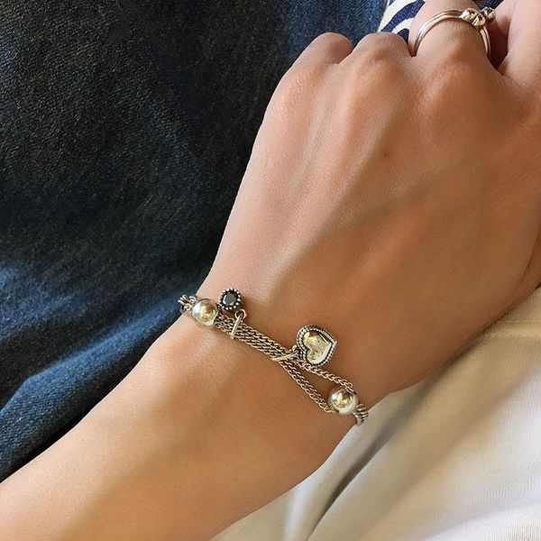 link, chain fmily vintage love 925 sterling silver bracelet ins hip hop geometric ball trend jewelry gift for girlfriend, Black
link, chain fmily vintage love 925 sterling silver bracelet ins hip hop geometric ball trend jewelry gift for girlfriend, Black