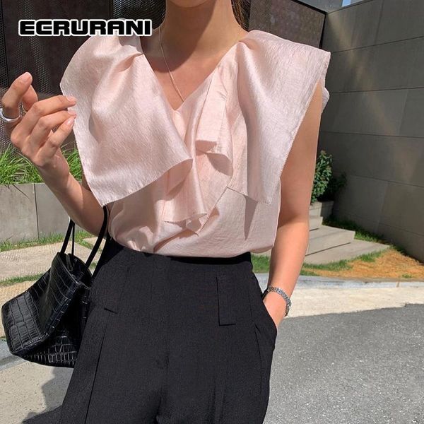 women's blouses & shirts ecrurani black casual for women v neck sleeveless minimalist fashion korean solid females 2021 clothing style, White
women's blouses & shirts ecrurani black casual for women v neck sleeveless minimalist fashion korean solid females 2021 clothing style, White