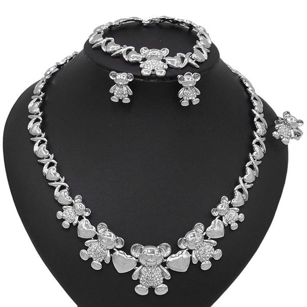 earrings & necklace yulaili wedding jewelry sets teddy bear heart shape bridal rhinestones stud bracelet ring gold/silver color
earrings & necklace yulaili wedding jewelry sets teddy bear heart shape bridal rhinestones stud bracelet ring gold/silver color